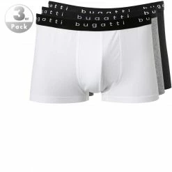 bugatti Boxer Briefs 3er Pack 50148/6061/821 Trunks, Baumwolle, Schwarz-weiß-hellgrau, Weiß-grau-schwarz