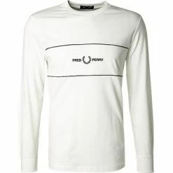 Fred Perry T-Shirt M9593/129 Longsleeve, Baumwolle, Ecru, Schneeweiß