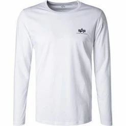 ALPHA INDUSTRIES Longsleeve Small Logo 198517/09 Baumwolle, Weiß