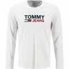 TOMMY JEANS Longsleeve DM0DM09487/YBR Bio Baumwolle, Weiß
