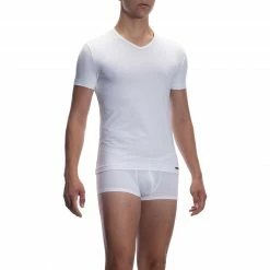 Olaf Benz RED2059 V-Neck regular 108735/1000 T-Shirt, Mikrofaser, Weiß