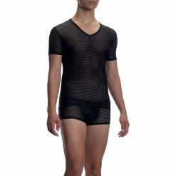 Olaf Benz RED2066 V-Neck low 108799/8000 T-Shirt, Mikrofaser, Schwarz