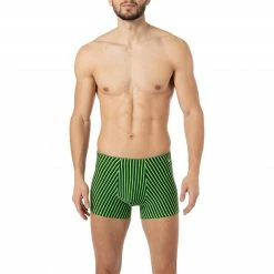 bruno banani Shorts stripes Effects 2201-2271/4208 Trunk, Baumwolle-Modal, Leuchtgrün-schwarz gestreift, Hellgrün-grün-schwarz