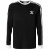 adidas ORIGINALS 3-Stripes Ls black GN3478 Longsleeve, Baumwolle, Schwarz