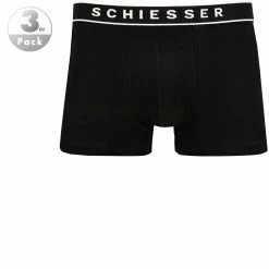 Schiesser Shorts 3er Pack 173983/000 Trunks, Baumwoll-Stretch, Schwarz