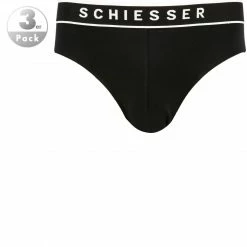 Schiesser Rio-Slip 3er Pack 173984/000 Slips, Baumwoll-Stretch, Schwarz