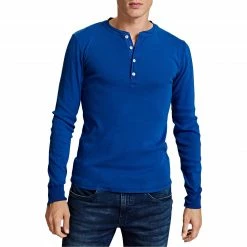 Schiesser Revival Karl-Heinz Henley 1/1 172123/824 Longsleeve, Baumwolle, Indigo