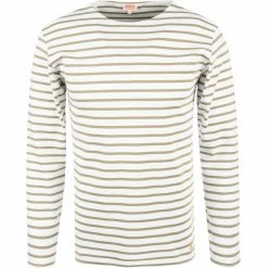 Armor lux T-Shirt 02297/GWX Longsleeve, Baumwolle, Weiß-grün gestreift, Weiß-grün