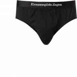 Ermenegildo Zegna Stretch Cotton Midi N2L61005/001 Slip, Baumwoll-Stretch, Schwarz