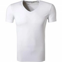 Ermenegildo Zegna Micromodal V-Shirt N2M80006/100 T-Shirt, Mikrofaser, Weiß