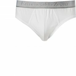 Ermenegildo Zegna Bi Pack Midi Brief N2X40008/100 Slips, Baumwoll-Stretch, Weiß