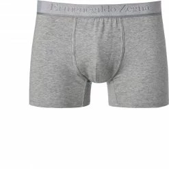 Ermenegildo Zegna Bi Pack Boxer N2X44008/020 Trunks, Baumwoll-Stretch, Grau meliert, Grau