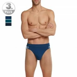 Schiesser Rio-Slips 3er Pack 173815/908 Bio Baumwoll-Stretch, Navy-petrol-schwarz, Blau-petrol