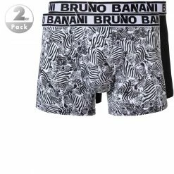 bruno banani Shorts 2er Pack Mon. 2201-2284/4235 Trunks, Baumwoll-Stretch, Schwarz-weiß gemustert, Schwarz-weiß