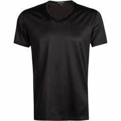 Ermenegildo Zegna Filoscozia V-Shirt N2M80007/001 T-Shirt, Baumwolle, Schwarz