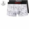 HUGO Trunk 2er Pack 50454316/121 Trunks, Baumwoll-Stretch, Weiß-schwarz gemustert, Weiß-schwarz