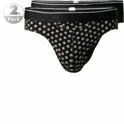 HOM Mini Briefs HO1 Dominique 402135/D042 Slips, Baumwoll-Stretch, Schwarz gemustert, Schwarz
