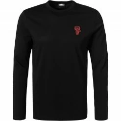 KARL LAGERFELD T-Shirt 755071/0/512224/990 Longsleeve, Baumwolle Logo-Print am Rücken, Schwarz