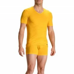 Olaf Benz RED1601 V-Shirt 107418/2000 T-Shirt, Baumwoll-Stretch, Gelb