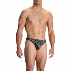 Olaf Benz RED2111 Brazilbrief 108868/9888 Slip, Baumwoll-Stretch, Grau-schwarz gemustert, Grau-schwarz