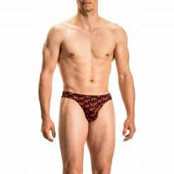 Olaf Benz RED2116 Brazilbrief 108893/9383 Slip, Baumwoll-Stretch, Rot-schwarz gemustert, Rot-schwarz