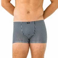 Mey GOTS Newham Shorty 37112/668 Trunk, Bio Baumwoll-Stretch, Blau-weiß gestreift, Blau