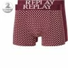 Replay Trunks 2er Pack I101194/N202 Baumwoll-Stretch, Bordeaux-beige gepunktet, Bordeaux-hellgrau