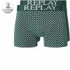 Replay Trunks 2er Pack I101194/N203 Baumwoll-Stretch, Dunkelgrün-hellgrau gepunktet, Dunkelgrün-hellgrau