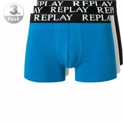 Replay Trunks 3er Pack I101102/N175 Baumwoll-Stretch, Royal-grau-schwarz, Schwarz-grau-türkis