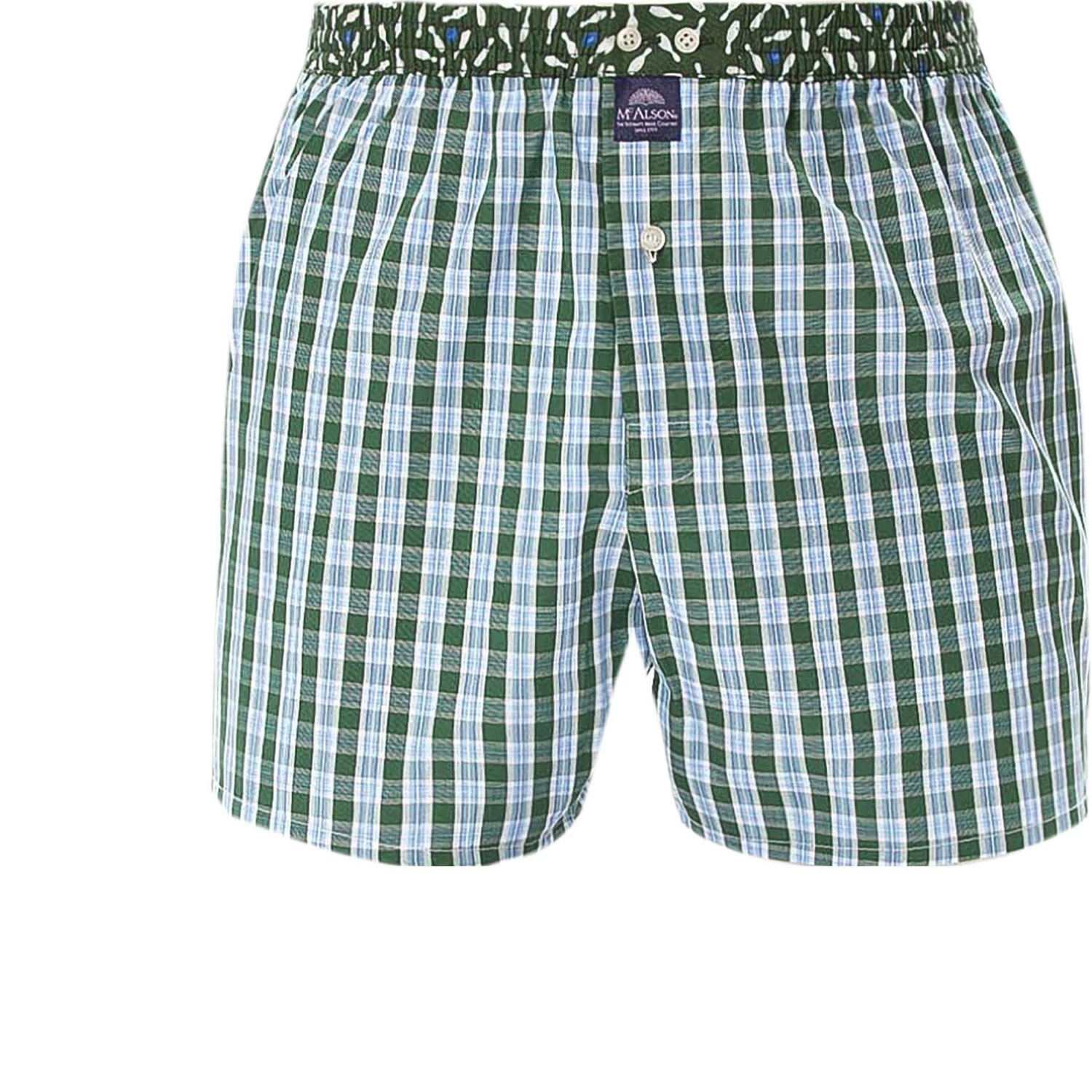 MC ALSON Boxer-Shorts 4423/grün Boxershorts, Baumwolle, Grün-hellblau gemustert