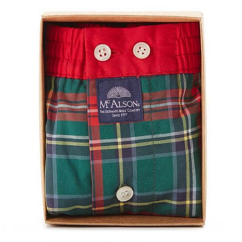 MC ALSON Boxer-Shorts 4434/grün Boxershorts, Baumwolle, Grün-rot kariert – Bild 4