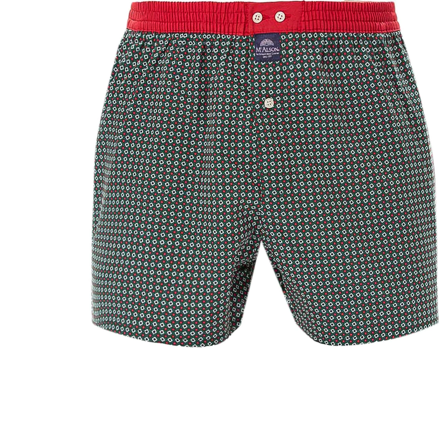 MC ALSON Boxer-Shorts 4435/grün Boxershorts, Baumwolle, Rot-grün gemustert