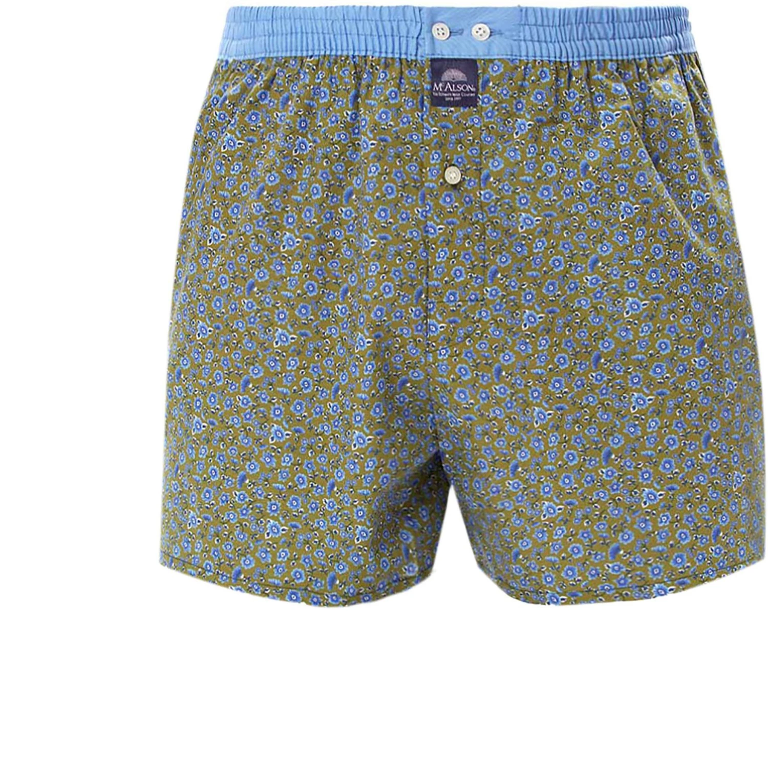 MC ALSON Boxer-Shorts 4442/oliv Boxershorts, Baumwolle, Oliv-hellblau gemustert