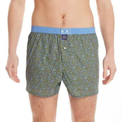 MC ALSON Boxer-Shorts 4442/oliv Boxershorts, Baumwolle, Oliv-hellblau gemustert – Bild 3