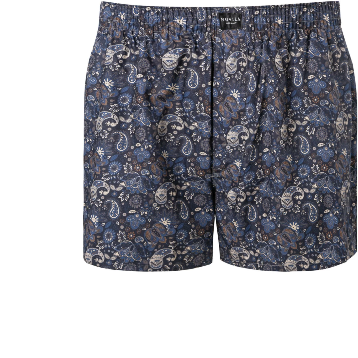 Novila Boxershorts 8676/055/165 Baumwolle, Marineblau-taupe gemustert, Taupe