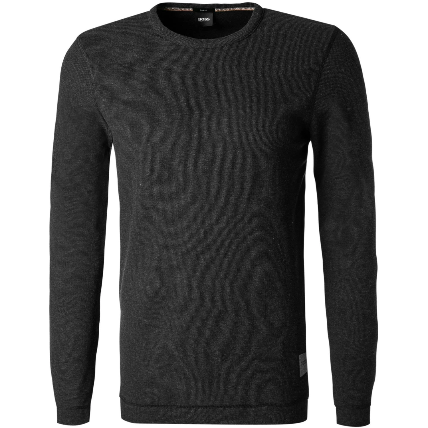BOSS Longsleeve Tempest 50462773/001 Longleeve, Slim Fit, Baumwolle, Schwarz meliert, Schwarz