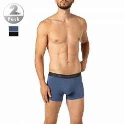 bruno banani Shorts 2er Pack Flow. 2203-1388/4312 Trunks, Baumwoll-Stretch, Blau, Denim-graphit