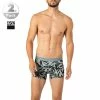 bruno banani Shorts 2er Pack Leaf 2201-2328/4306 Trunks, Baumwoll-Stretch, Grau-schwarz gemustert, Grau-schwarz