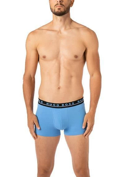 BOSS Trunks 3er Pack 50458488/963 Baumwoll-Stretch, Schwarz-grün-blau, Tannengrün-hellblau-schwarz – Bild 3