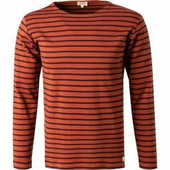 Armor lux T-Shirt 02297/HRY Longsleeve, Baumwolle, Braun-blau gestreift, Braun-blau