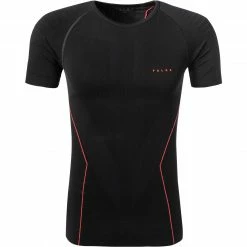 Falke Men Ergonomic Sport T-Shirt 39613/3018 Tight Fit, Mikrofaser, Schwarz, Schwarz-rot