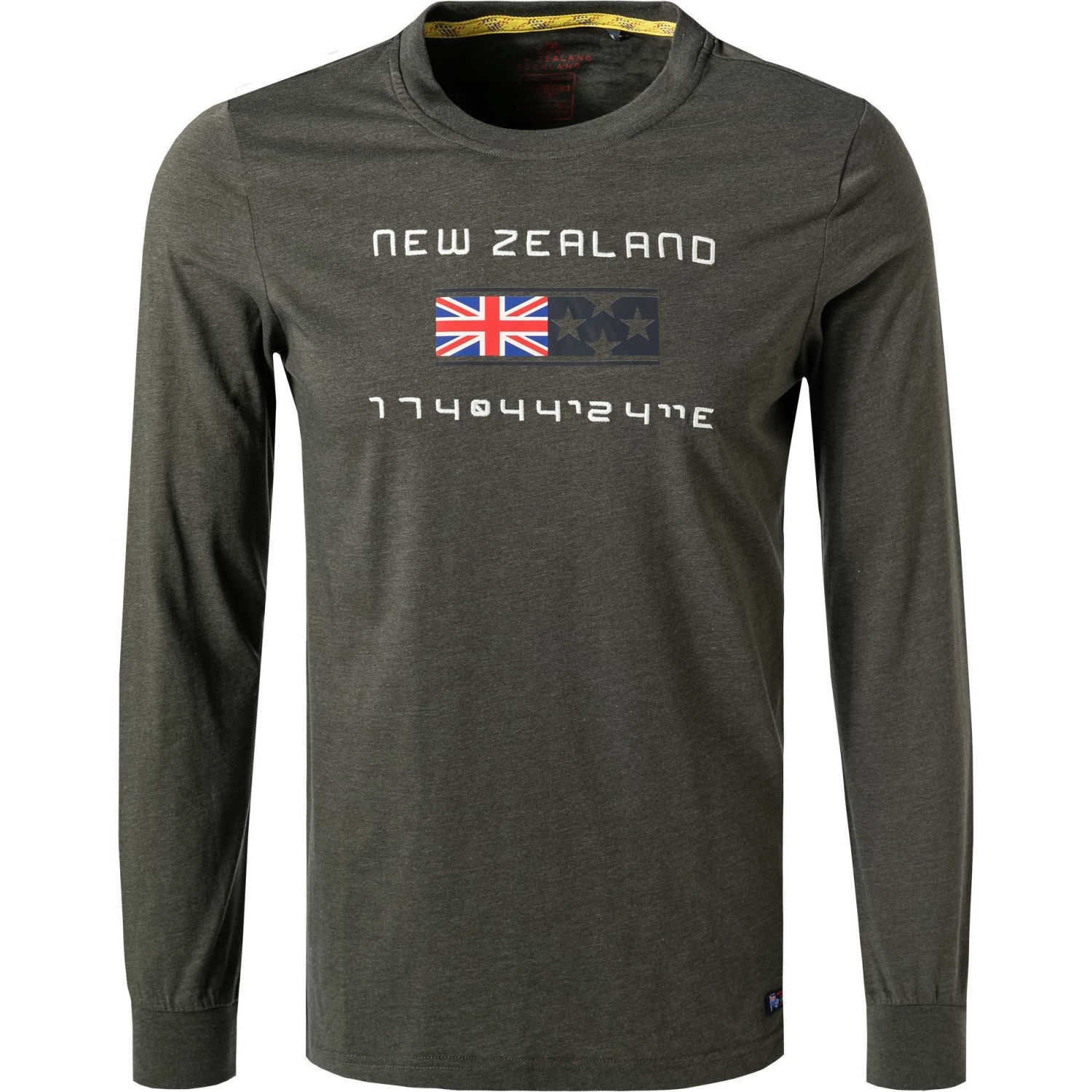 N.Z.A. T-Shirt 21GN701A/1711 Longsleeve, Baumwolle, Dunkelgrün meliert, Dunkelgrün