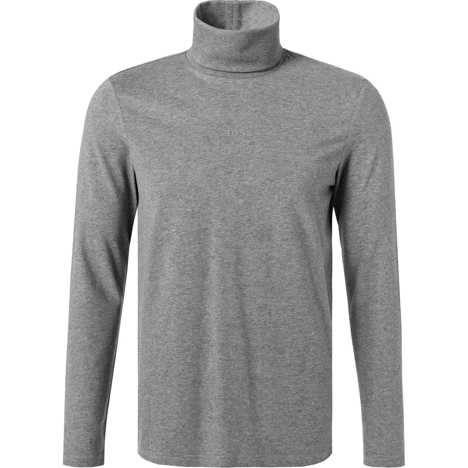 BOSS Longsleeve Teknit 50459421/041 Rollkragenshirt, Baumwolle, Silbergrau meliert, Silber