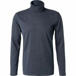 BOSS Longsleeve Teknit 50459421/404 Rollkragenshirt, Baumwolle, Dunkelblau