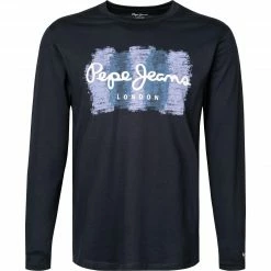Pepe Jeans T-Shirt Sebastian PM507861/594 Longsleeve, Regular Fit, Baumwolle, Nachtblau