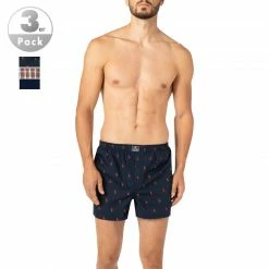 Polo Ralph Lauren Boxers 3er Pack 714830273/005 Boxershorts, Baumwolle, Navy-rot gemustert, Navy-rot