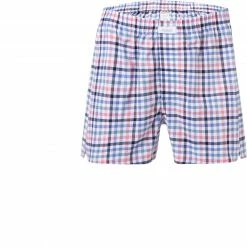 van Laack 156521/Boxer/784 Boxershorts, Baumwolle, Bleu-rosé kariert, Multicolor