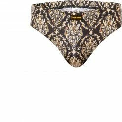 bruno banani Sportslip Baroque Art 2203-2345/4325 Mikrofaser-Stretch, Schwarz-gelbgold gemustert , Dunkelblau-beige