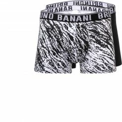 bruno banani Shorts 2er Pack 2201-2333/4115 Trunks, Baumwoll-Stretch, Schwarz-weiß