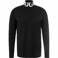 HUGO Longsleeve Dardini 50461715/001 Stehkragenshirt, Baumwolle, Schwarz